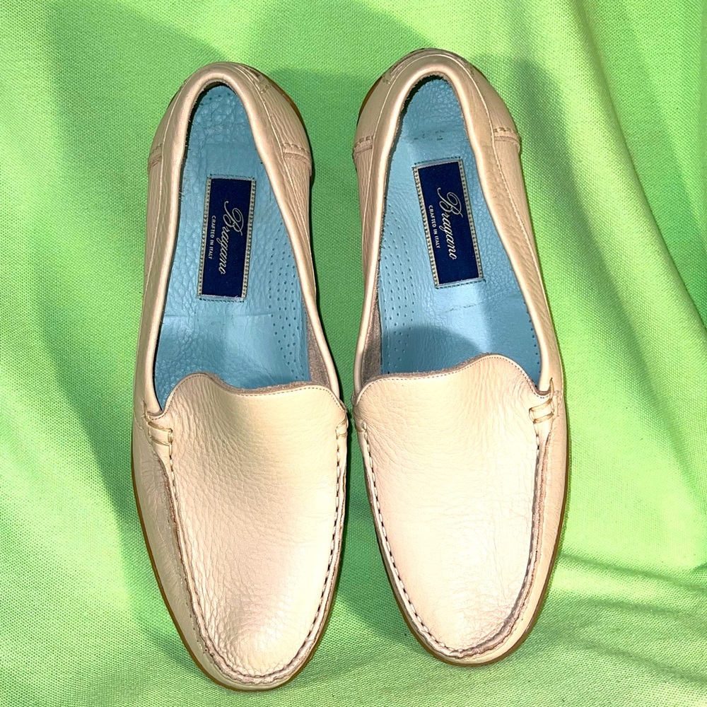 Bragano  made in Italy leather loafers cream size 9.5 NWOT